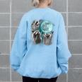 Raccoon Oversized Women's Sweatshirt - Moonlight Trio Back Print Light Blue