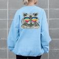 Raccoon With Sunglasses Retro Raccoon Animal Lover Women's Oversized Sweatshirt Back Print Light Blue