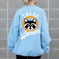 Raccoon Sweatshirt - Cute Trash Panda Cartoon - Women's Oversized Top Light Blue