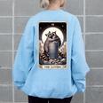 Raccoon Tarot Card The Lovers Raccoon Women's Oversized Sweatshirt Back Print Light Blue