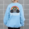 Raccoon Trash Can Not Cant Street Cat Men Women Kids Women's Oversized Sweatshirt Back Print Light Blue