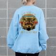 Raccoon Trash Panda Women's Oversized Cartoon Sweatshirt - Fun Back Print Light Blue