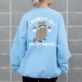 Raccoon Trash Panda Workout Sweatshirt - Back Print - Women's Oversized Light Blue