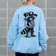 Raccoon Western Country Oversized Sweatshirt - Men's & Women's Cowboy Style Light Blue