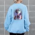 Rats Howling at the Moon Sweatshirt - Women's Oversized Back Print Light Blue