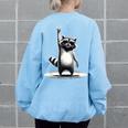 Retro Raccoon Rock Music Theme Oversized Sweatshirt for Women Light Blue