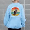 Save the Trash Panda Women's Sweatshirt - Retro Raccoon Sunset Light Blue
