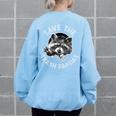 Save The Trash Pandas Raccoon Lover Women's Oversized Sweatshirt Light Blue