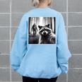 Scared Raccoon Selfie With Sasquatch Bigfoot Raccoon Women's Oversized Sweatshirt Back Print Light Blue