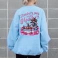 Strawberry Jams But My Dont Raccoon Women's Oversized Sweatshirt Back Print Light Blue