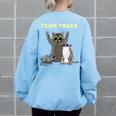 Team Trash Animals Women's Oversized Sweatshirt - Back Print Light Blue