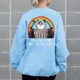 Trash Can Not Trash Can't Raccoon Trash Panda Women's Oversized Sweatshirt Back Print Light Blue