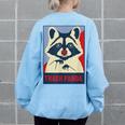 Trash Panda Raccoon Lover Poster Animal Women's Oversized Sweatshirt Back Print Light Blue