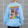 Tummy Ache Survivor Raccoon Women's Oversized Sweatshirt | Small Light Blue