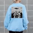 UFO Raccoon Oversized Sweatshirt - Fun Back Print for Men, Women & Kids Light Blue