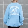 Undiagnosed But Something Ain't Right Cowboy Raccoon Women's Oversized Sweatshirt Back Print Light Blue