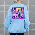 Vaporwave Raccoon Retrowave Women's Oversized Sweatshirt Light Blue