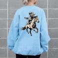 Vintage Cowboy Raccoon Sweatshirt - Western 90s Women's Retro Style Light Blue