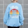 Vintage Raccoon Sweatshirt - Eco-Friendly Back Print Women's Oversized Light Blue
