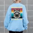 Vintage Raccoon Women's Sweatshirt - Oversized Retro Style Back Print Light Blue