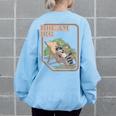 Women's Dream Big Raccoon Oversized Sweatshirt - Fun Back Print Light Blue