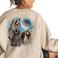 3 Racoon Moon Howling Raccoon Head For Men Women Kid Women's Oversized Sweatshirt Back Print Sand
