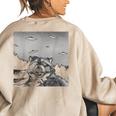 Alien UFO Raccoon Oversized Women's Sweatshirt - Back Print Fun Sand