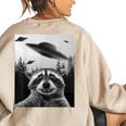 Alien UFO Raccoon Women's Oversized Sweatshirt Back Print Sand