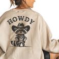 Cowboy Raccoon Men Women Howdy Raccoon Howdy Animal Women's Oversized Sweatshirt Back Print Sand