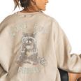 Cute But Feral Sarcastic Raccoon Small Women's Oversized Sweatshirt Back Print Sand