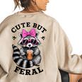 Cute Raccoon Oversized Sweatshirt - Fun Back Print for Women Sand