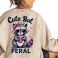 Cute Raccoon Women's Oversized Sweatshirt - Summer Fun Back Print Sand
