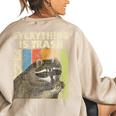 Everything Is Trash Retro Raccoon Lover Camping Women's Oversized Sweatshirt Back Print Sand