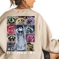 In My Feral Era Raccoon Animal Meme Racoons Team Trash Women's Oversized Sweatshirt Back Print Sand