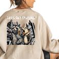 Let's Get Trashed Raccoon And Opossum Drinking Beer Women's Oversized Sweatshirt Back Print Sand