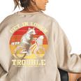 Get In Loser Raccoon Opossum Trash Panda Women's Oversized Sweatshirt Back Print Sand