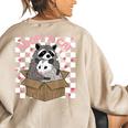 Possum Racoon Adopt A Cat Team Trash Opossums Raccoons Small Women's Oversized Sweatshirt Back Print Sand