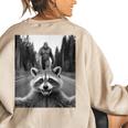 Raccoon & Bigfoot Women's Sweatshirt - Cute Oversized Back Print Sand