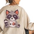 Raccoon Cookie Treat Women's Oversized Sweatshirt - Fun Back Print Sand