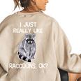 Raccoon Love Oversized Women's Sweatshirt - Cute Back Print Sand