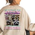 Raccoon Meme Women's Oversized Sweatshirt - Comfy Back Print Sand