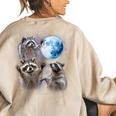 Raccoon Moon Howling Oversized Women's Sweatshirt - Back Print Sand
