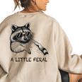 Raccoon Moon Trash Panda Women's Oversized Sweatshirt - Cozy Back Print Sand
