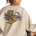 Raccoon Opossum Eating Pizza Street Cats Men Women Kid Women's Oversized Sweatshirt Back Print Sand