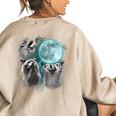 Raccoon Oversized Women's Sweatshirt - Moonlight Trio Back Print Sand