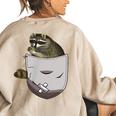 Raccoon In Pocket Raccoon Lover Animal Lover Women's Oversized Sweatshirt Back Print Sand