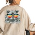 Raccoon Retro Women's Oversized Sweatshirt - Cool Animal Design Sand