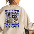 Raccoon Rizz Autism Meme Women's Oversized Sweatshirt - Fun & Unique Sand