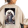 Raccoon Tarot Card The Lovers Raccoon Women's Oversized Sweatshirt Back Print Sand