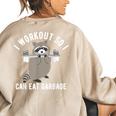 Raccoon Trash Panda Workout Sweatshirt - Back Print - Women's Oversized Sand